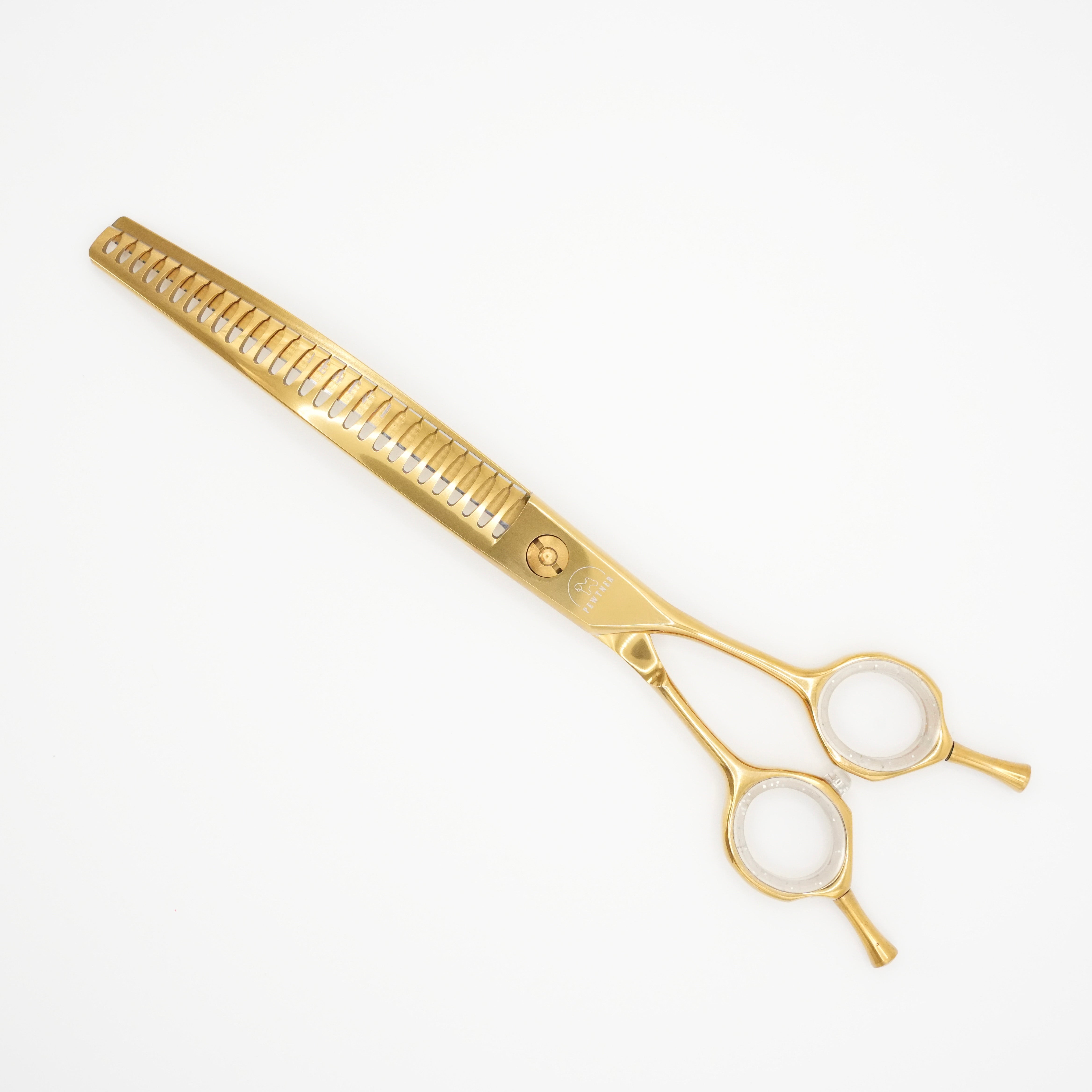 Gold Artisan Curved Chunkers - Gold Dog Grooming Scissors - Pewtner Grooming Supplies