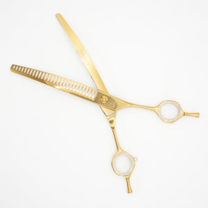 Gold Artisan Curved Chunkers - Gold Dog Grooming Scissors - Pewtner Grooming Supplies