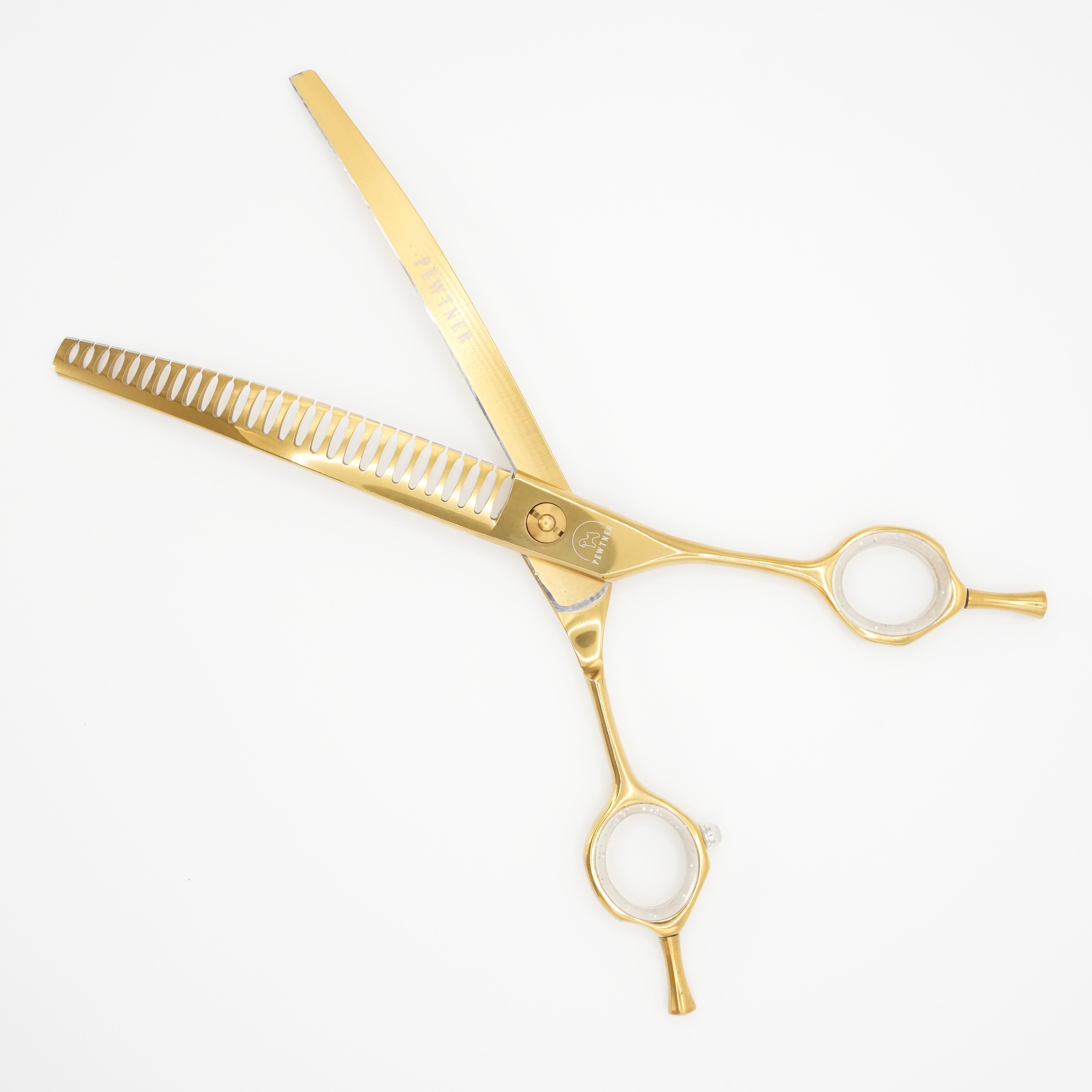 Gold Artisan Curved Chunkers - Gold Dog Grooming Scissors - Pewtner Grooming Supplies