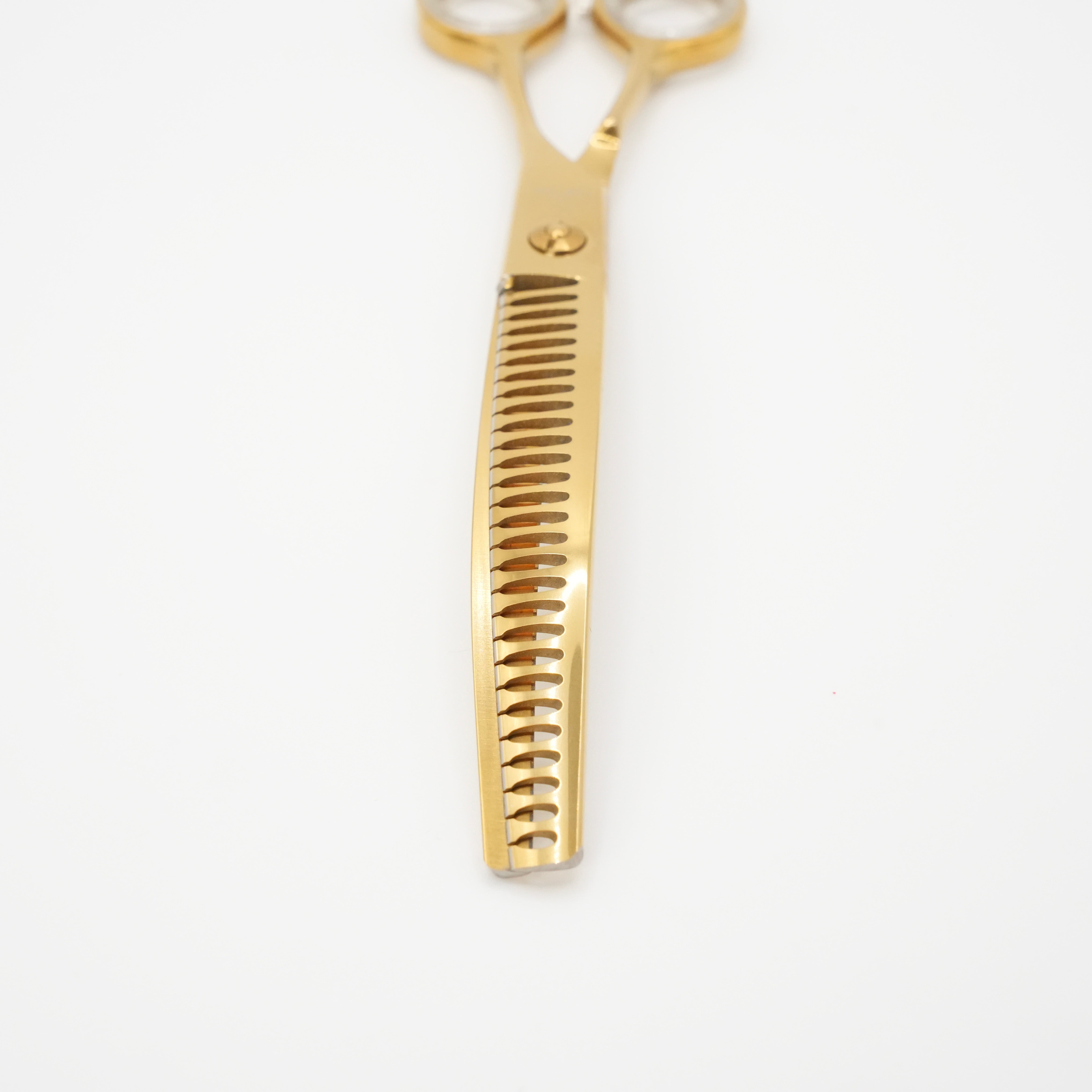 Gold Artisan Curved Chunkers - Gold Dog Grooming Scissors - Pewtner Grooming Supplies