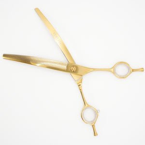 Gold Artisan Curved Thinners - Gold Dog Grooming Scissors - Pewtner Grooming Supplies