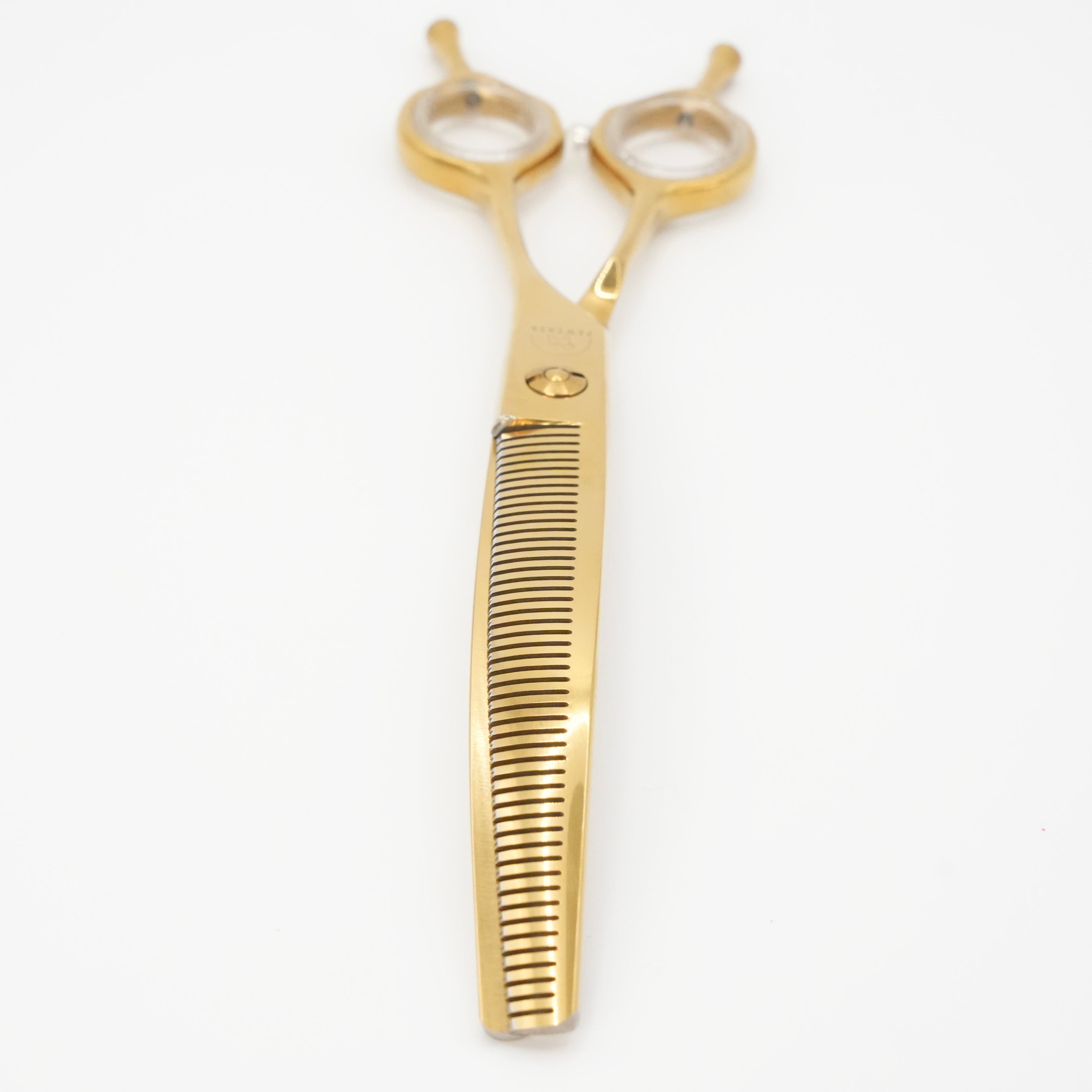 Gold Artisan Curved Thinners - Gold Dog Grooming Scissors - Pewtner Grooming Supplies