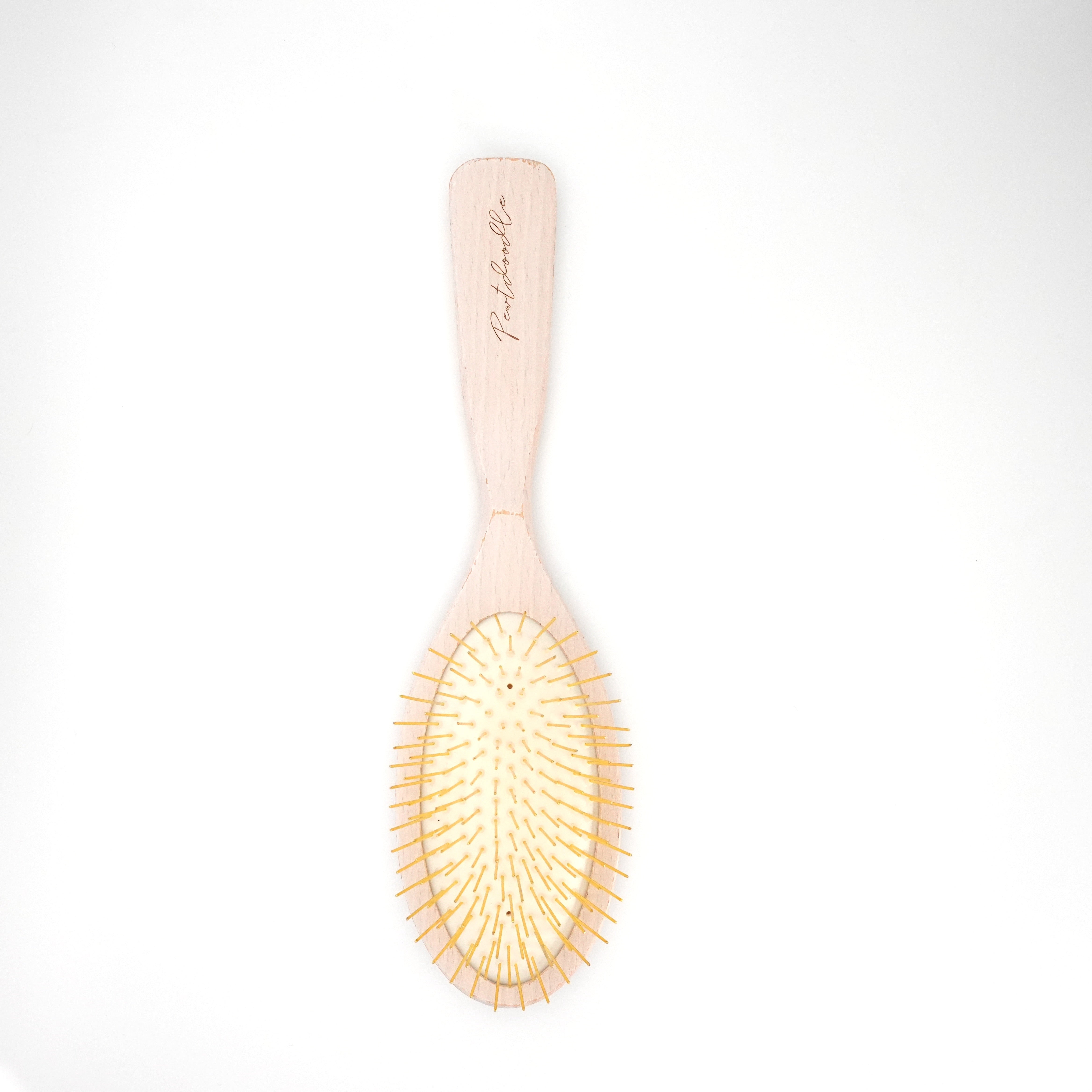 The Pewtdoodle Brush - 18 Carat Gold Plated Needle Dog Grooming Brush - Pewtner Grooming Supplies