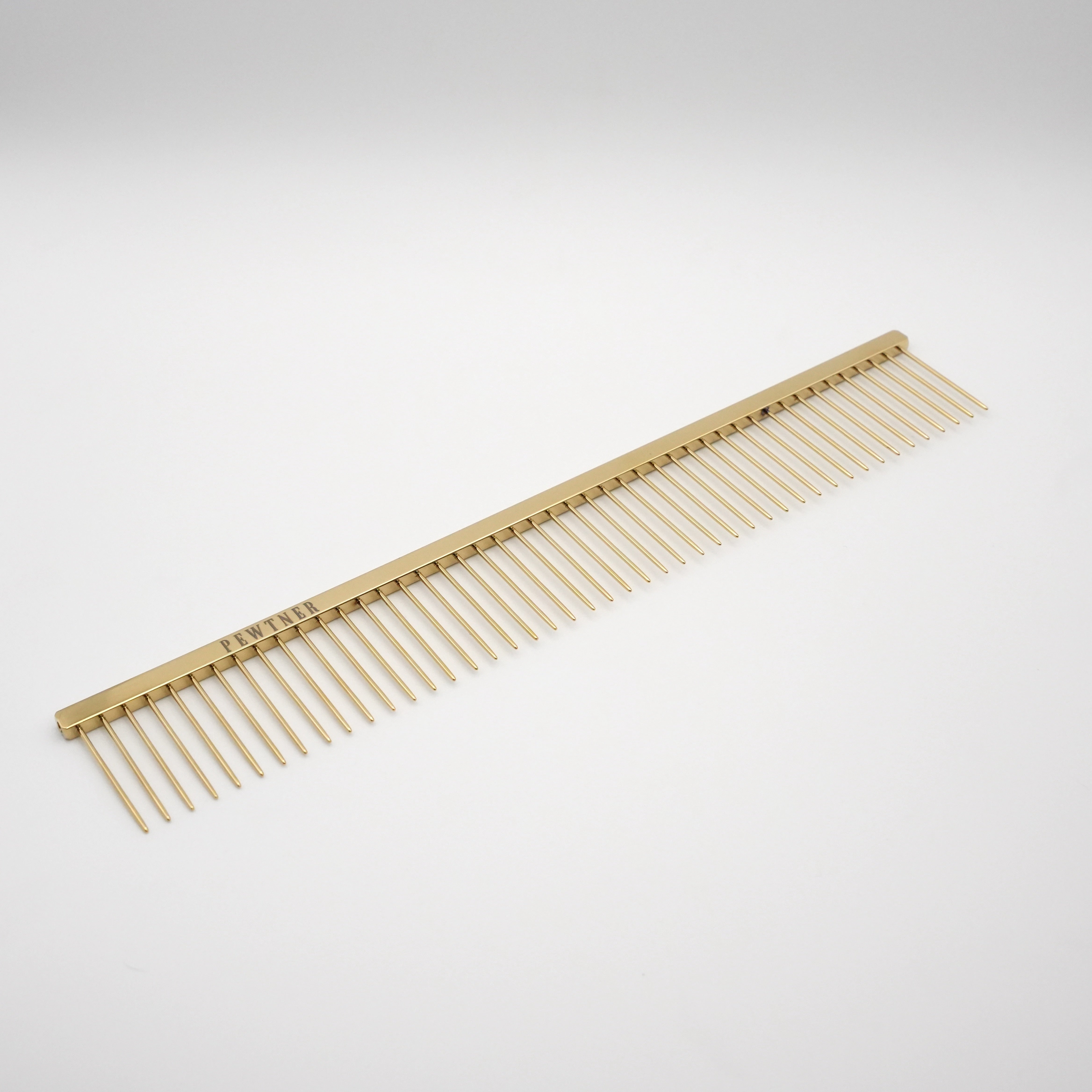 The Pewtdoodle Comb - Gold Dog Grooming Comb - Pewtner Grooming Supplies